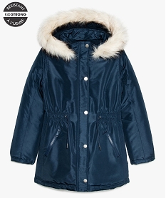 GEMO Manteau fille déperlant à capuche et doublure Bleu