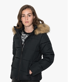 GEMO Manteau fille matelassé à capuche Noir