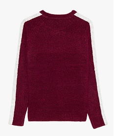 pull fille a manches raglan bicolores rougeA135001_2