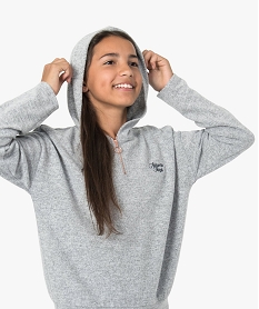 GEMO Pull fille façon sweat à capuche Gris