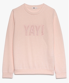 GEMO Sweat fille avec message fantaisie brodé sur lavant Rose