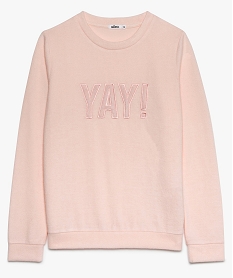 GEMO Sweat fille avec message fantaisie brodé sur lavant Rose