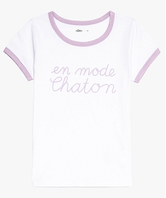 GEMO Tee-shirt fille à manches courtes avec finitions contrastantes Blanc