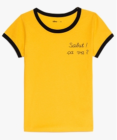tee-shirt fille a manches courtes avec finitions contrastantes jauneA137401_2