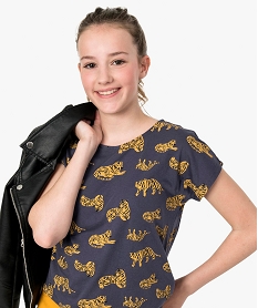 GEMO Tee-shirt fille imprimé à manches courtes Multicolore