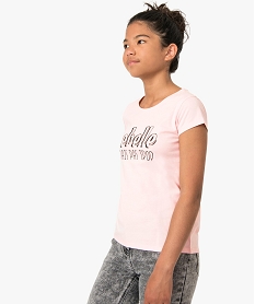 GEMO Tee-shirt fille en coton bio avec message sur lavant Orange