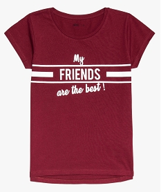 GEMO Tee-shirt fille en coton bio avec message sur lavant Rouge