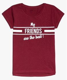 GEMO Tee-shirt fille en coton bio avec message sur lavant Rouge