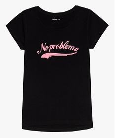 GEMO Tee-shirt fille en coton bio avec message sur lavant noir standard