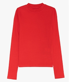 GEMO Tee-shirt fille ajusté à col montant et manches longues rouge standard