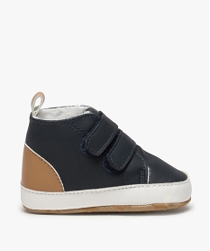 chaussures de naissance bicolores avec fermeture scratch bleuA142601_1