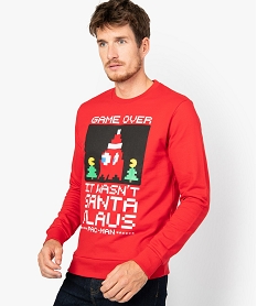 GEMO Sweat homme avec motif jeu vidéo Rouge