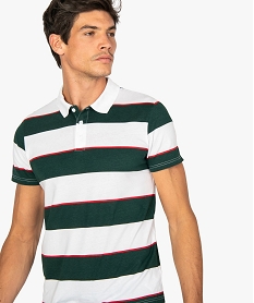 polo homme a rayures multicolores et manches courtes blanc polosA143801_2