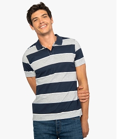 polo homme a rayures multicolores et manches courtes bleu polosA143901_1