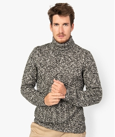 pull homme a col roule et grosse maille chinee noirA144101_1