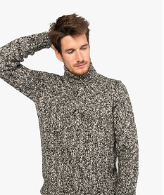 pull homme a col roule et grosse maille chinee noirA144101_2