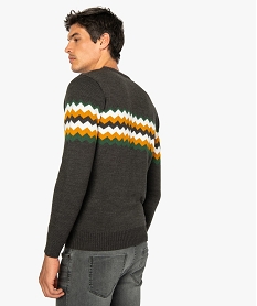 pull homme a motifs chevrons multicolores grisA144301_3