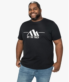 tee-shirt homme avec motif montagne sur lavant noirA144701_1