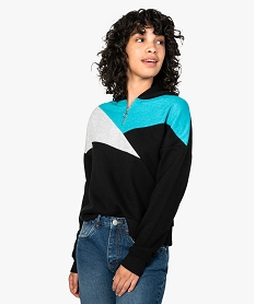 GEMO Sweat femme à capuche avec motifs géométriques colorés Noir