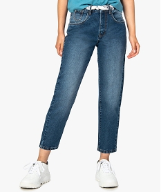 GEMO Jean femme coupe mom taille haute longueur 78e Bleu