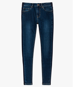 jean femme coupe slim avec bandes plus foncees sur les cotes bleu pantalons jeans et leggingsA146901_4