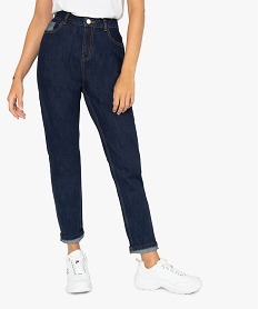 jean femme coupe boyfriend avec surpiqures contrastantes bleu pantalons jeans et leggingsA147401_1