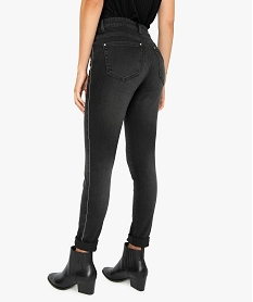 jean femme coupe slim avec bande metallisee sur le cote noir pantalons jeans et leggingsA147601_3