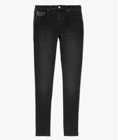 jean femme coupe slim avec bande metallisee sur le cote noir pantalons jeans et leggingsA147601_4