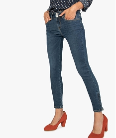 GEMO Jean femme coupe slim avec bas zippé Bleu