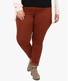 pantalon femme en toile toucher peau de peche orange pantalons et jeansA148001_1