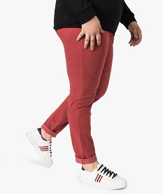 GEMO Pantalon femme en toile toucher peau de pêche Rouge