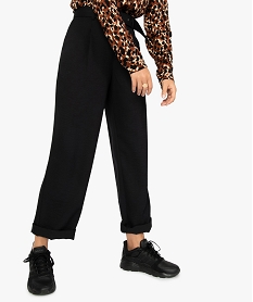 GEMO Pantalon femme large et fluide à ceinture amovible Noir