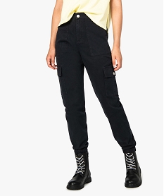 GEMO Pantalon cargo femme en toile Noir