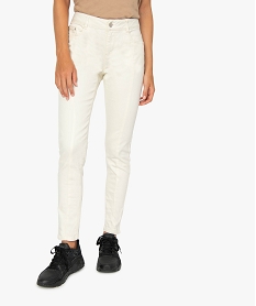 GEMO Pantalon femme en toile avec coutures retournées Beige