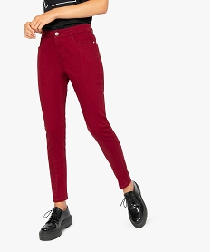 pantalon femme en toile avec coutures retournees rougeA150601_1