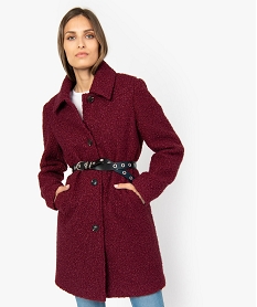 manteau femme mi-long en maille bouclette rougeA150901_1