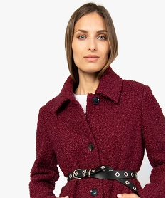 manteau femme mi-long en maille bouclette rougeA150901_2