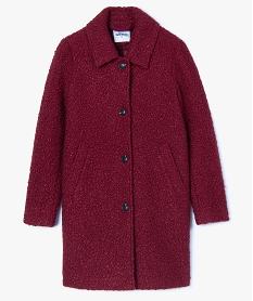 manteau femme mi-long en maille bouclette rouge manteauxA150901_4