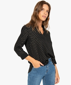 GEMO Blouse femme fluide à motifs et col v à boutons Imprimé