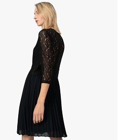 robe femme avec haut en dentelle et bas plisse noirA151701_3