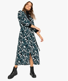 GEMO Robe femme boutonnée sur lavant à motifs fleuris Imprimé