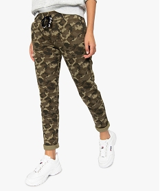 GEMO Pantalon femme en jersey motif camouflage Imprimé