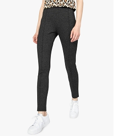 GEMO Leggings femme avec couture sur lavant des jambes Gris