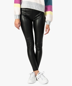 GEMO Legging femme esprit rock avec surpiqûres sur lavant Noir