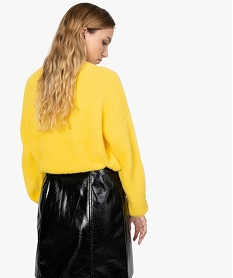 pull femme duveteux avec inscription contrastante jauneA153301_3