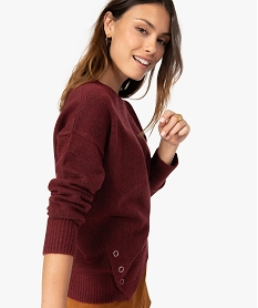 pull femme chine avec fentes laterales pressionnees rouge pullsA156201_2