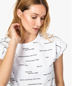 tee-shirt femme avec inscriptions en anglais blancA158501_2