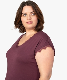 tee-shirt femme grande taille sans manches avec finitions dentelle violetA159901_2
