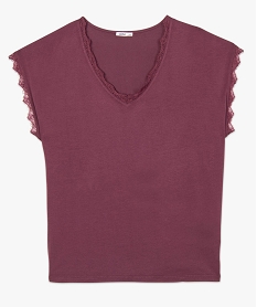 tee-shirt femme grande taille sans manches avec finitions dentelle violetA159901_4