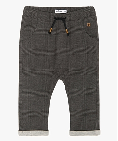 pantalon bebe garcon double a carreaux et taille elastique grisA160701_1